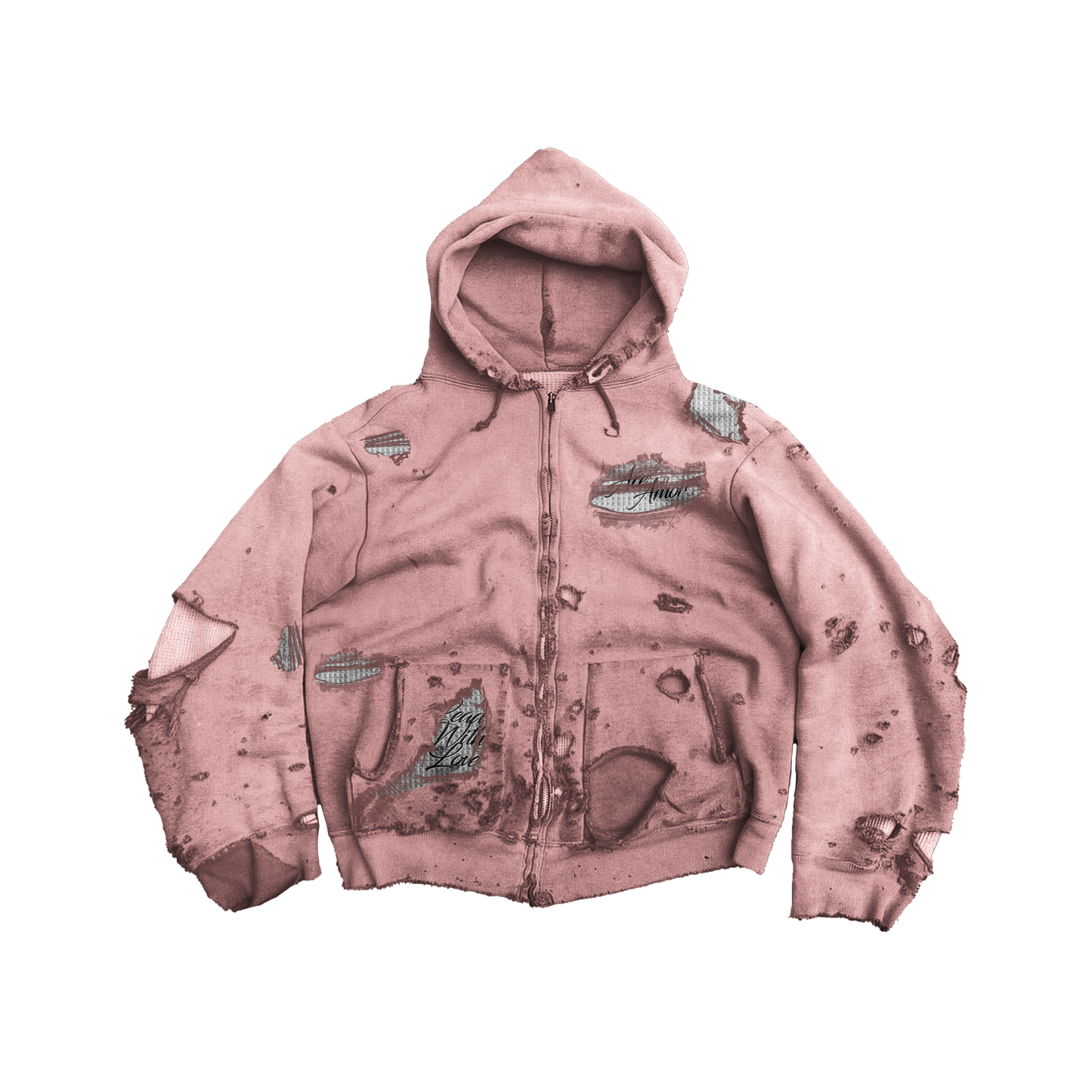 Pink Distressed Hoodie