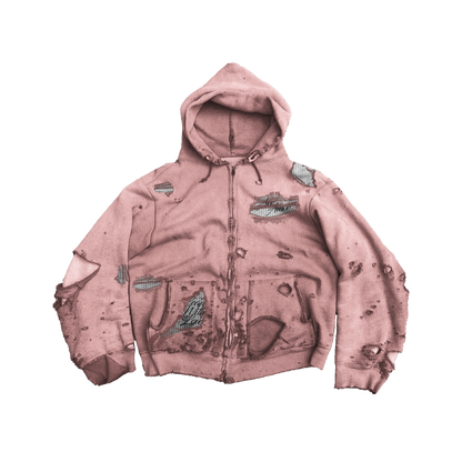 Pink Distressed Hoodie