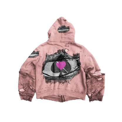 Pink Distressed Hoodie